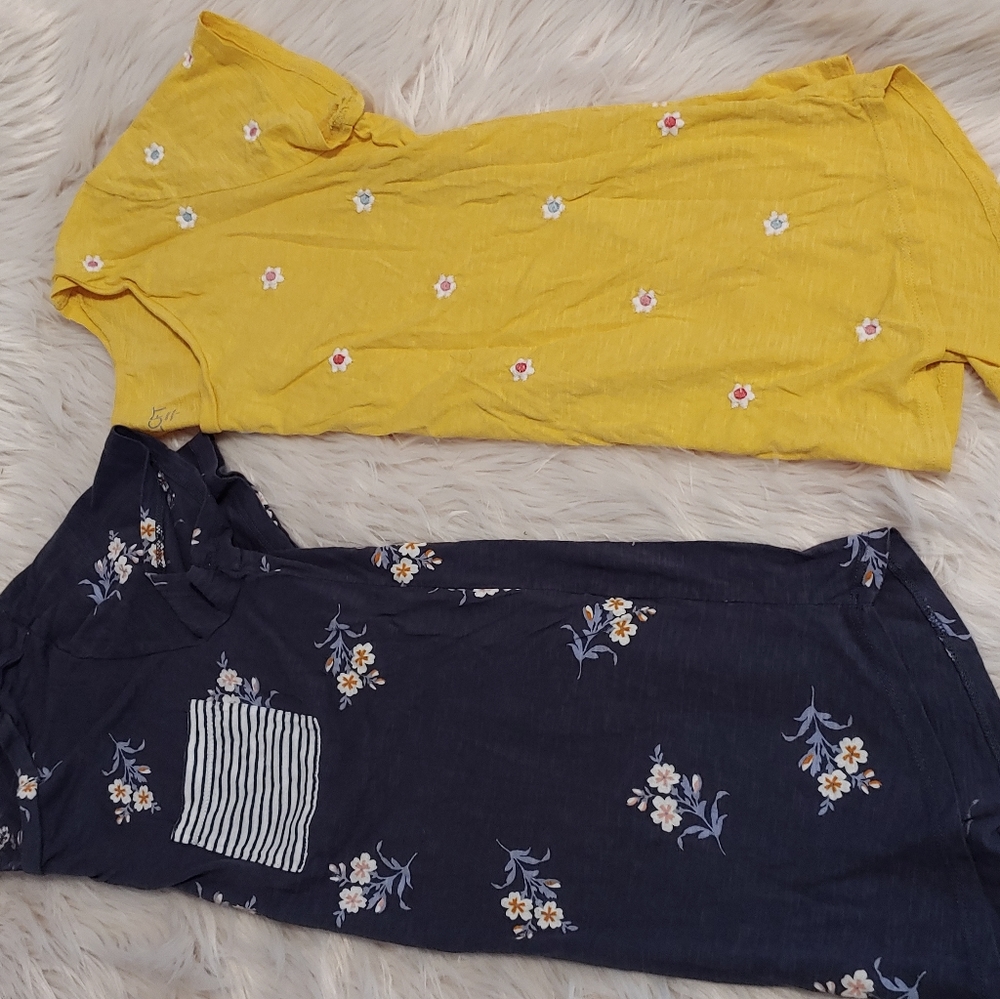 LOFT floral T-Shirts blue & yellow